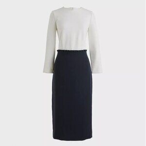 J. Crew 365 3/4 Sleeve Sheath 'Combo Dress' in Ivory White & Navy Blue Size 4